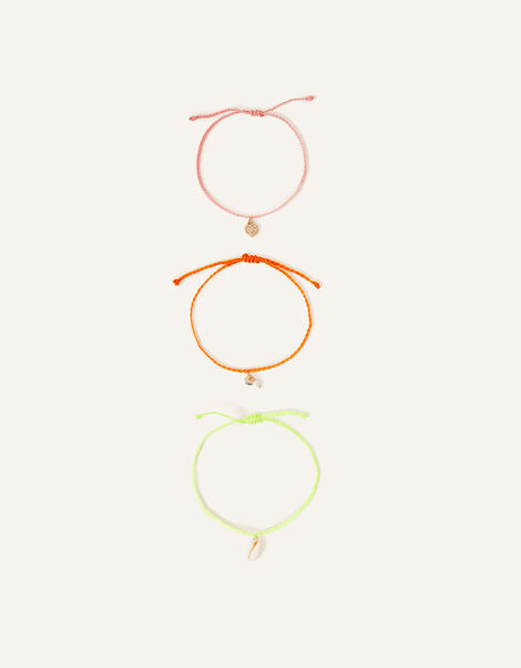 Neon Shell Friendship Anklets Set of Three, , large