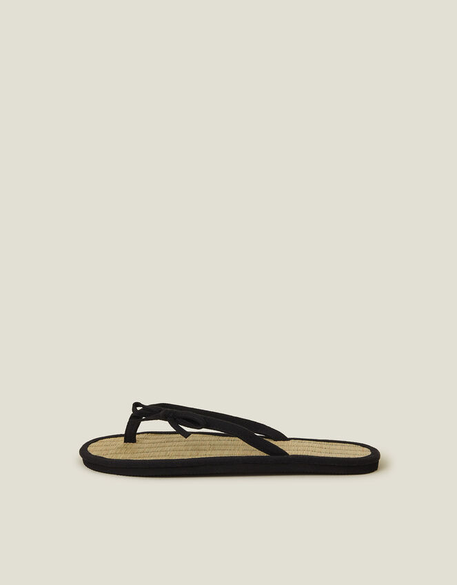 Bow Strap Seagrass Flip Flops, Black (BLACK), large