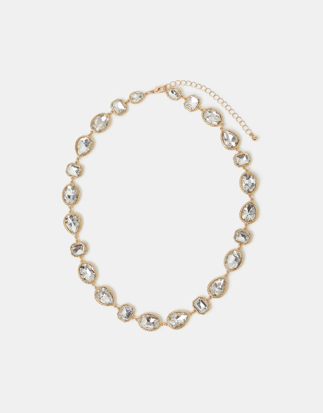Molten Crystal Stone Collar Necklace, , large
