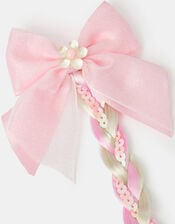 Girls Sequin Fake Hair Bow Hair Clip, , large