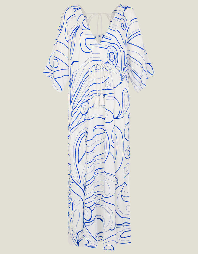 Embroidered Swirl Dress, White (WHITE), large