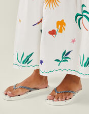 Polka Dot Stripe Flip Flops, Blue (NAVY), large