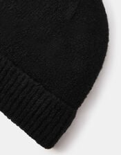 Plain Beanie Hat, Black (BLACK), large