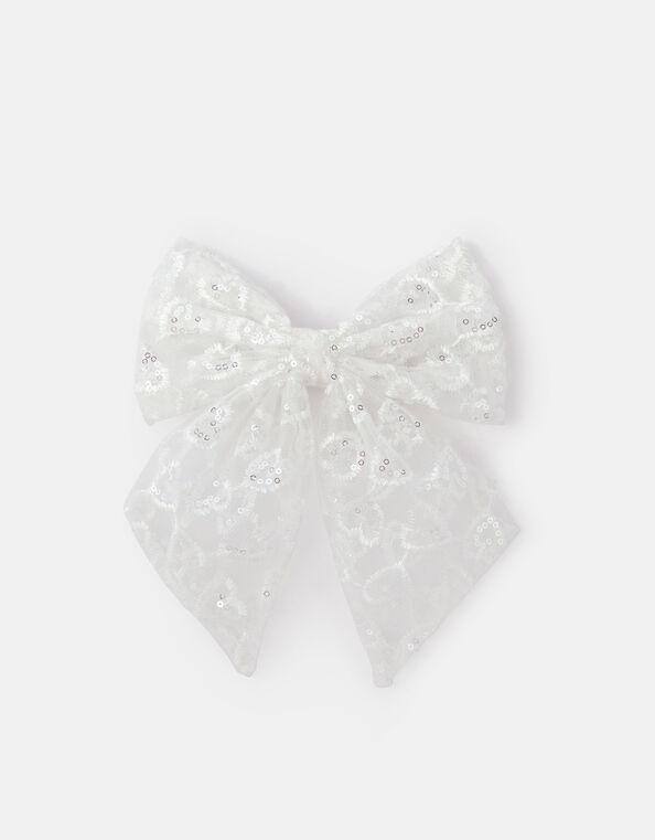 Girls Sequin Mesh Bow Barrette Hair Clip, , large