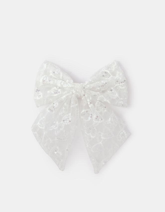Girls Sequin Mesh Bow Barrette Hair Clip, , large