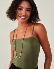 Long Bright Beaded Rope Necklace, , large