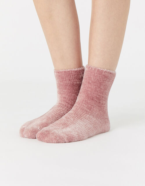 Fluffy Chenille Ankle Sock Twinset, Pink (PINK), large