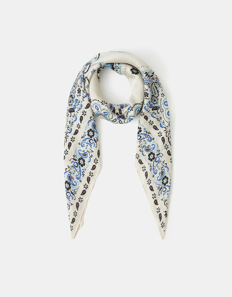 Paisley Square Satin Scarf, , large