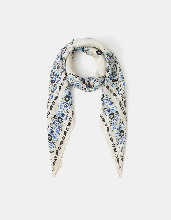 Paisley Square Satin Scarf, , large