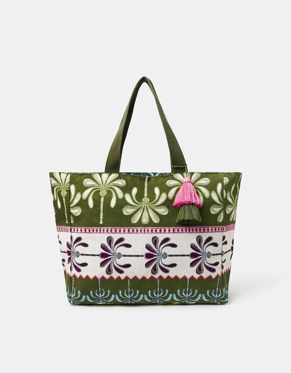 Palm Print Beach Bag, , large
