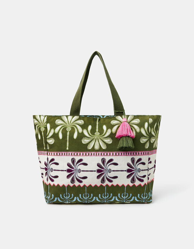 Palm Print Beach Bag, , large
