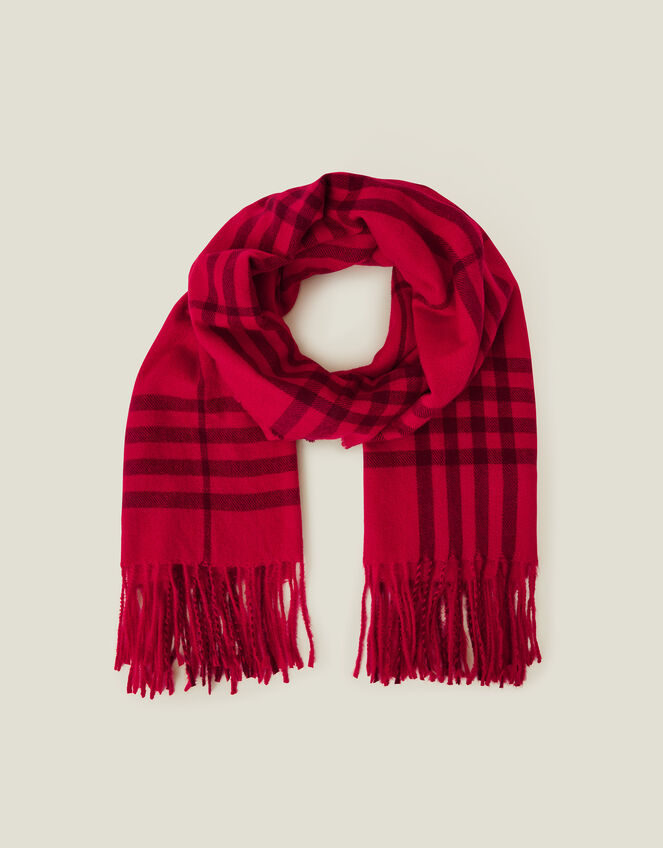 Check Blanket Scarf, Red (RED), large