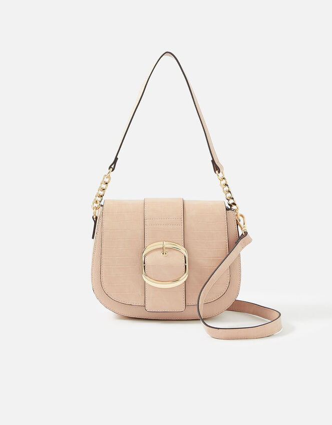 Buckle Saddle Shoulder Bag, Pink (PINK), large