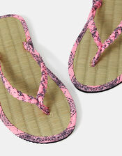 Paisley Print Braided Seagrass Flip Flops, Pink (PINK), large