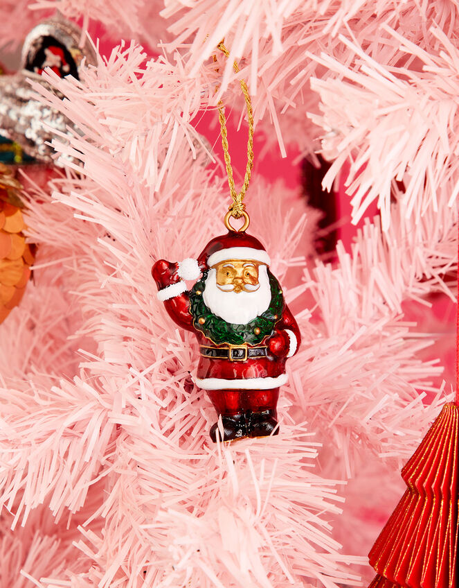 Enamel Happy Santa Hanging Decoration, , large