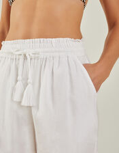 High Waist Beach Shorts, White (WHITE), large
