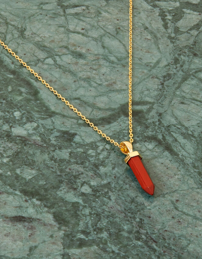 14ct Gold-Plated Jasper Shard Pendant Necklace, , large