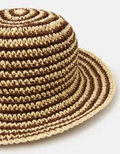 Stripe Raffia Bucket Hat, , large