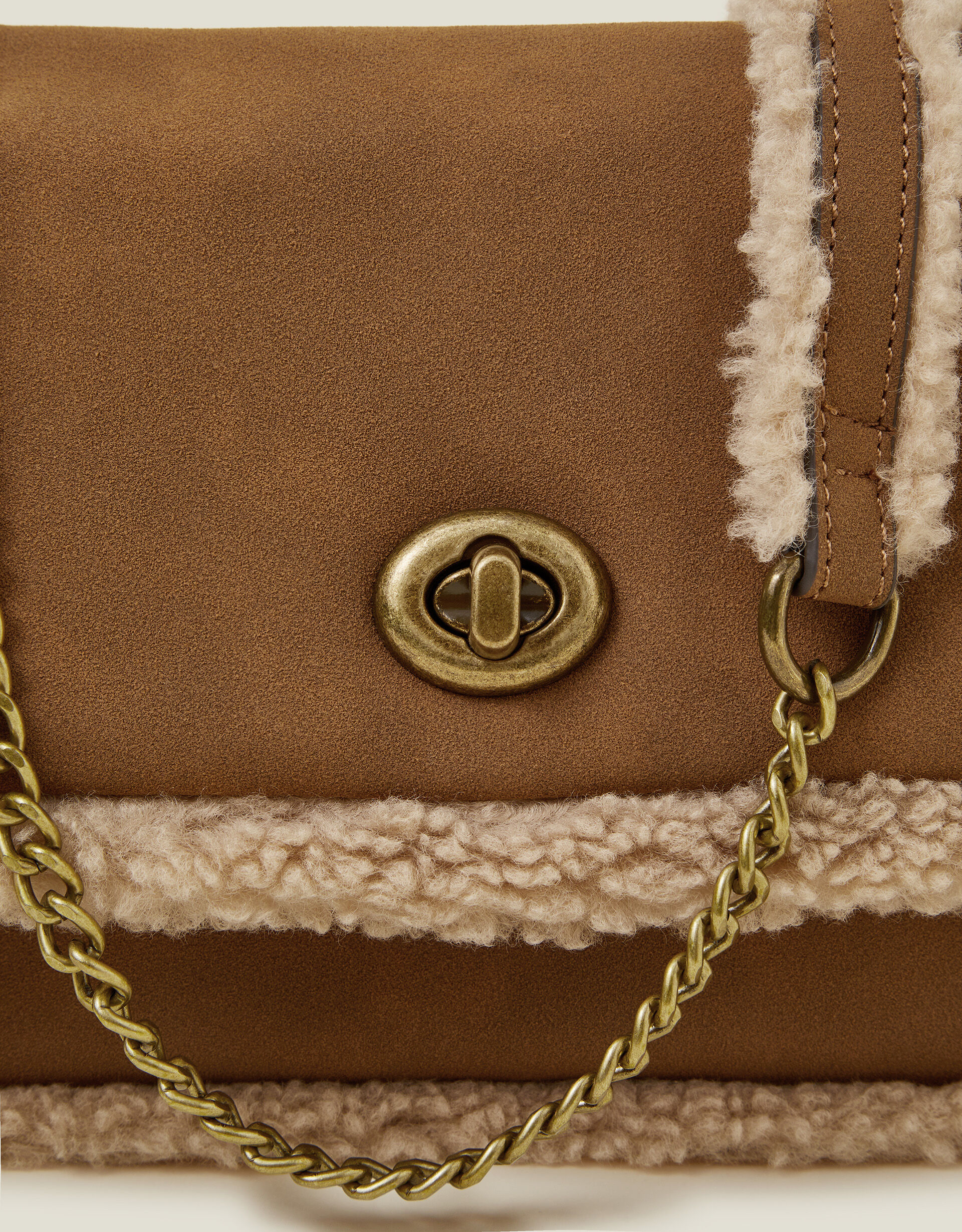 Shearling Trim Chain Cross Body Bag Crossbody Bags Accessorize ROI