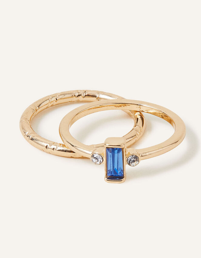 Baguette Rings Set of Two, Blue (BLUE), large