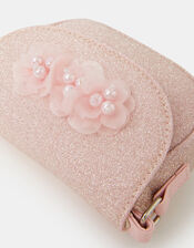 Girls Glitter Appliqué Floral Bag, , large