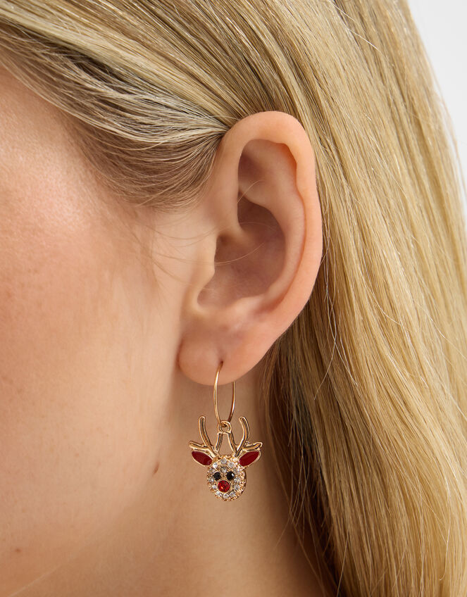 3-Pack Diamant&eacute; Christmas Charm Hoop Earrings, , large