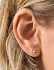 Sterling Silver Dragonfly Stud Earrings, , large