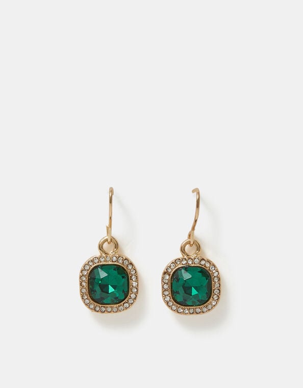 Mini Gemstone Drop Earrings, Green (GREEN), large