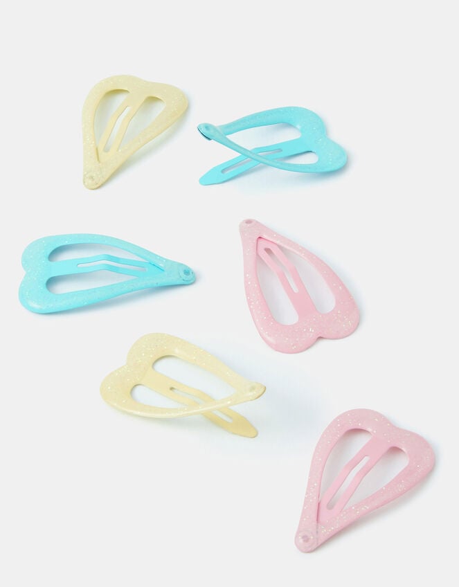 6-Pack Girls Heart Hair Clips, , large