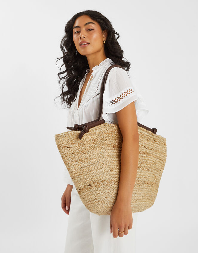 Jute Basket Beach Bag, , large