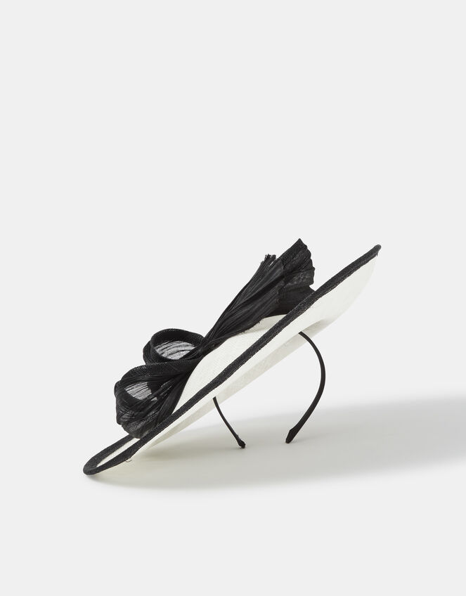 Bow Disc Fascinator, Black (BLACK WHITE), large