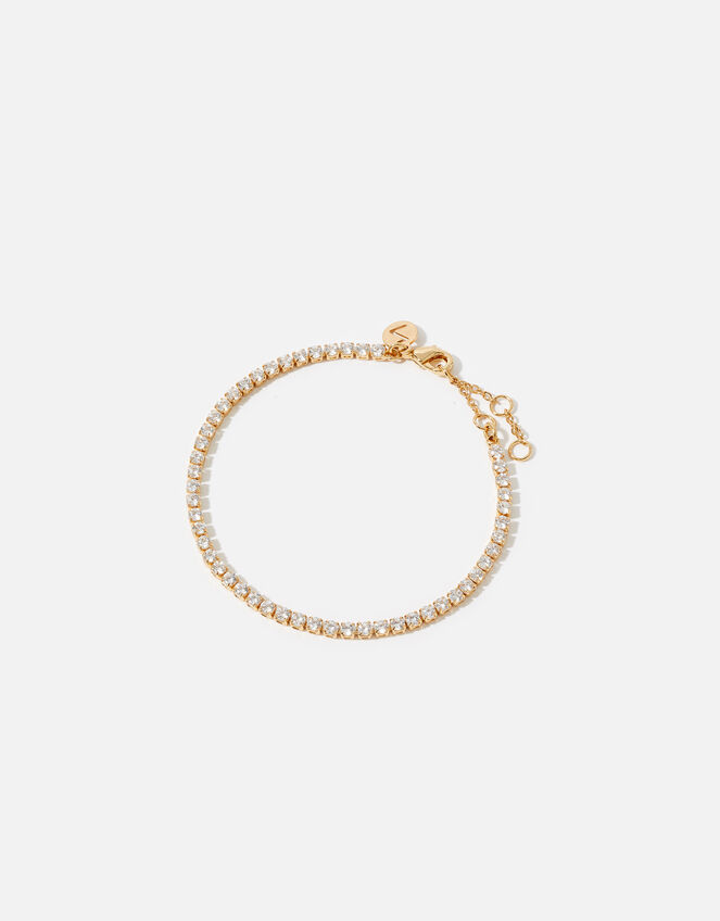 Gold-Plated Crystal Tennis Bracelet, , large