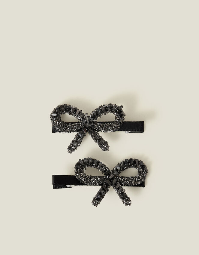2-Pack Embellished Bow Hair Clips, , large