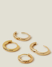 2-Pack 14ct Gold-Plated Hoop Earrings, , large