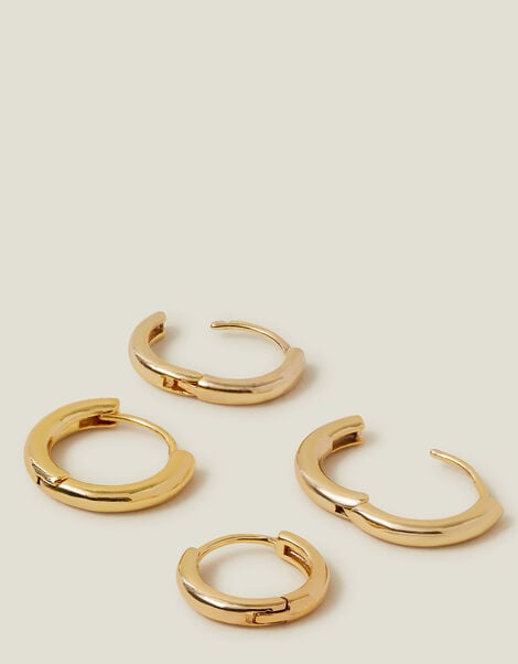 2-Pack 14ct Gold-Plated Hoop Earrings, , large