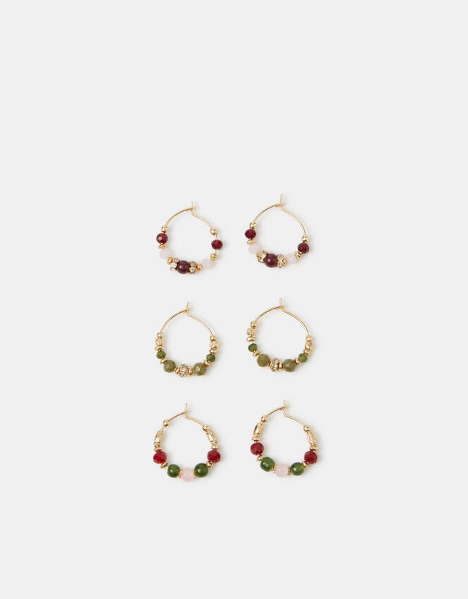 3-Pack Mini Beaded Hoop Earrings , , large