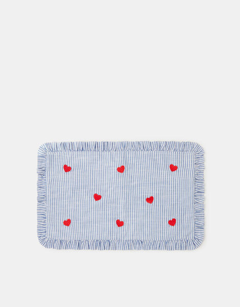 Embroidered Heart Stripe Cushion Cover, , large