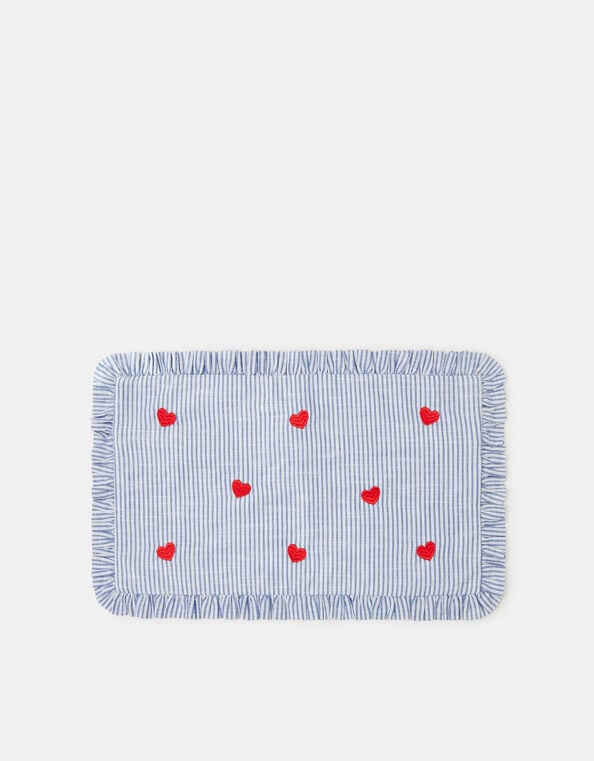 Embroidered Heart Stripe Cushion Cover, , large