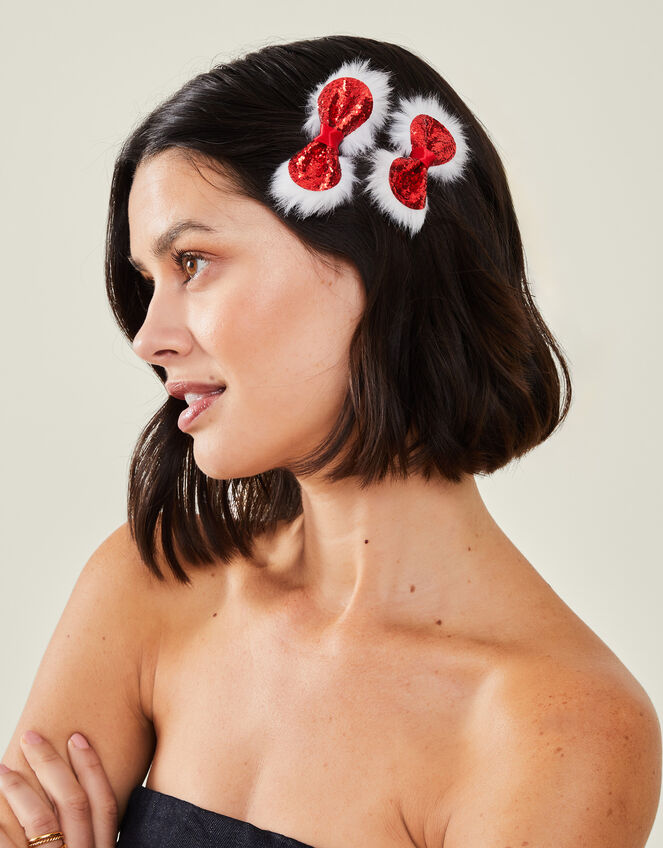 2-Pack Santa Bow Hair Clips, , large