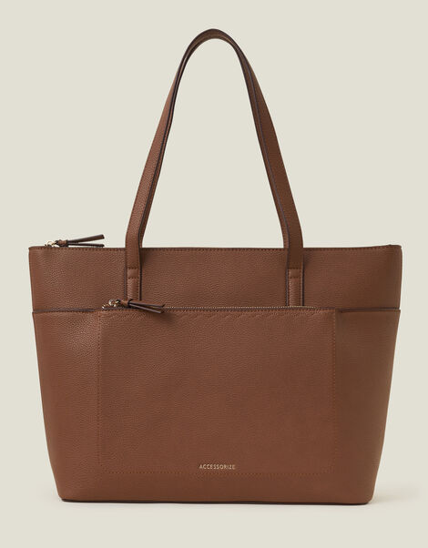 Front Pocket Tote Bag, Tan (TAN), large