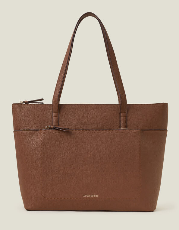 Front Pocket Tote Bag, Tan (TAN), large