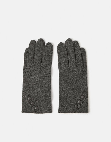 Plain Wool Gloves, Grey (GREY), large