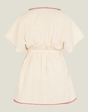 Girls Floral Embroidered Kaftan, White (WHITE), large