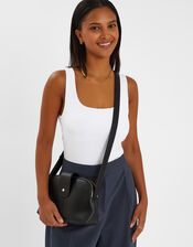Double-Zip Cross Body Bag, Black (BLACK), large