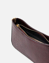Faux Croc Baguette Bag, Red (BURGUNDY), large
