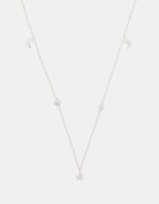 Sterling Silver Star Station Necklace, , large