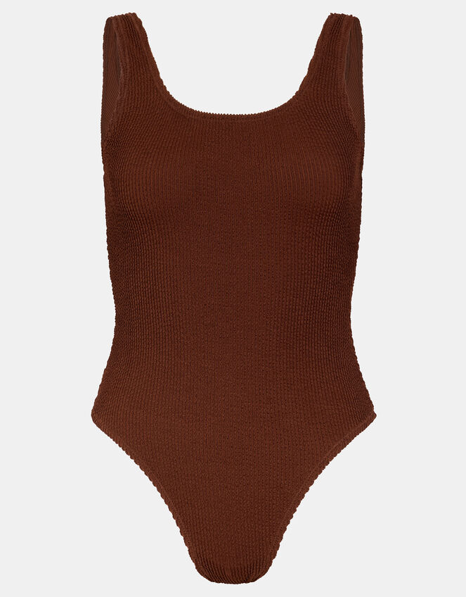 Crinkle Swimsuit, Brown (BROWN), large