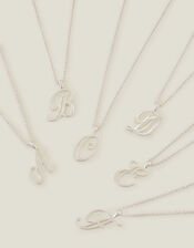 Sterling Silver-Plated Initial Necklace, Silver (ST SILVER), large