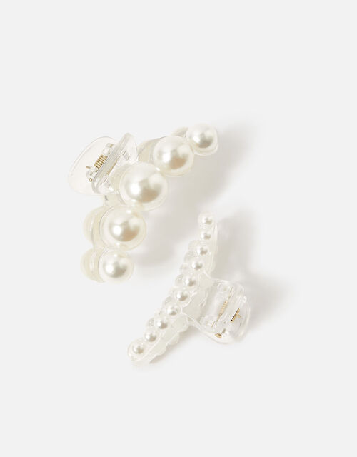 Pearl and Resin Clips Set of Two, , large