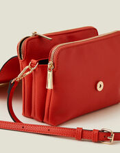 Double Zip Cross-Body Bag, Orange (ORANGE), large